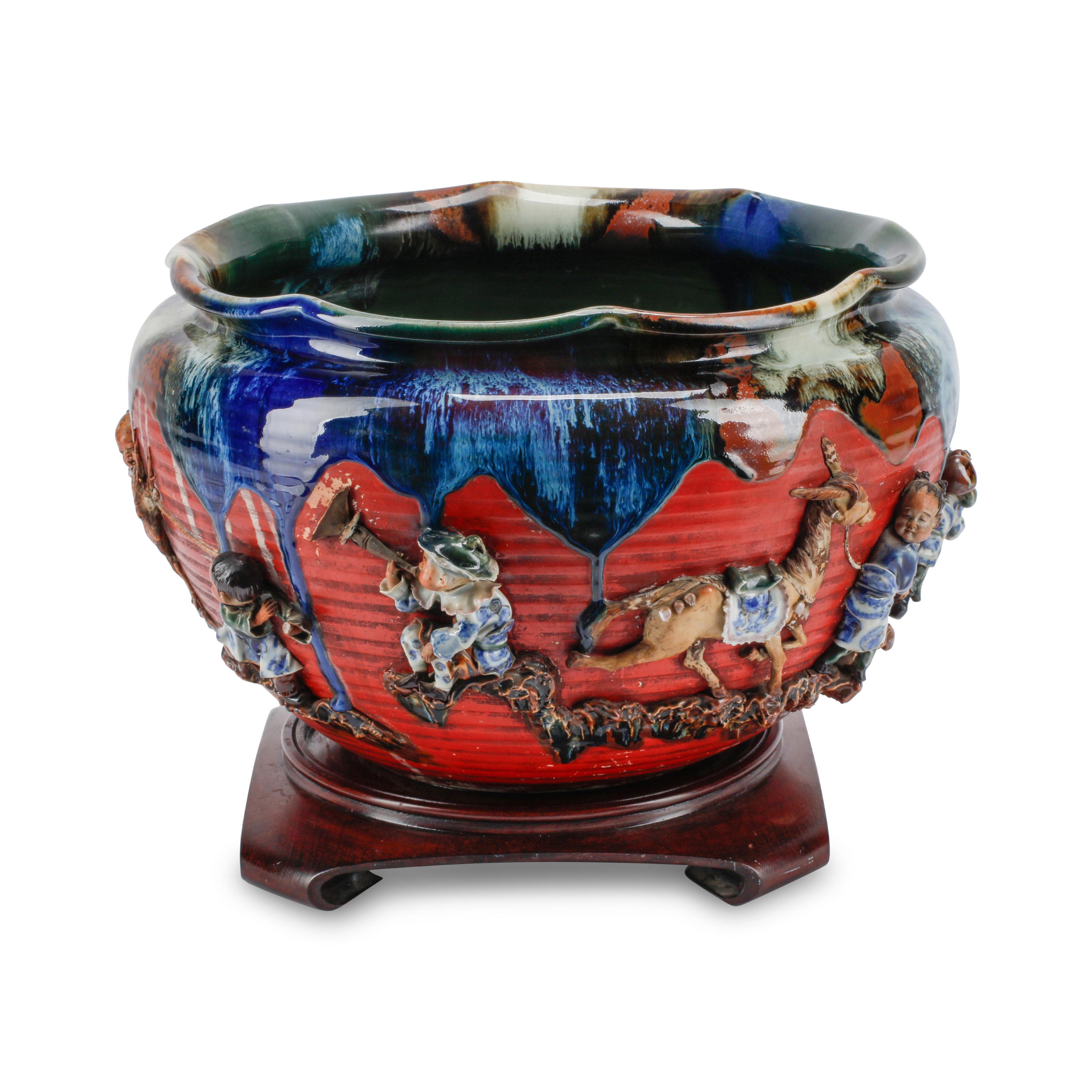 A Large Japanese Sumida Gawa Jardinière