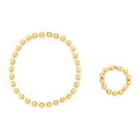 Yellow Gold and Platinum Bead Convertible Necklace and Bracelet