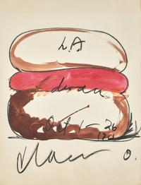 Study for Announcement for One-Man Show at Dwan Gallery - Frankfurter in Buns, 1963