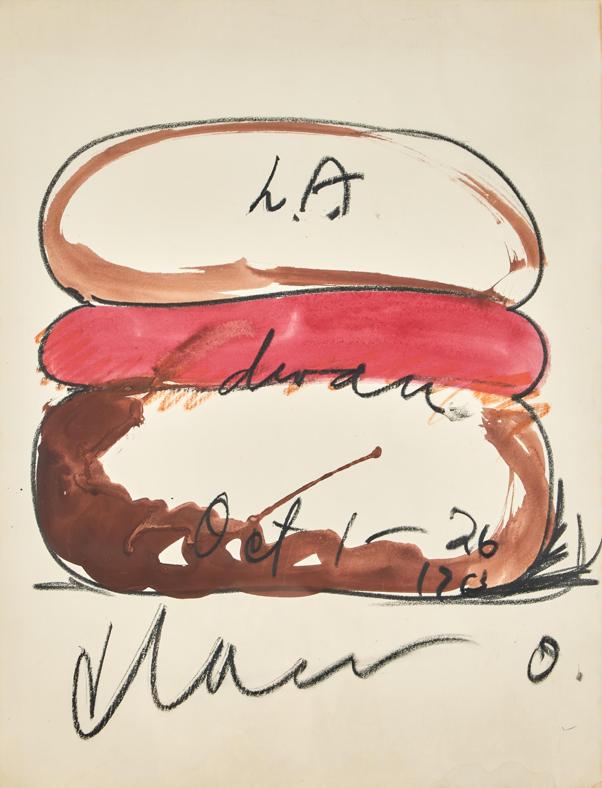 Study for Announcement for One-Man Show at Dwan Gallery - Frankfurter in Buns, 1963