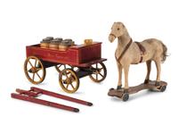 An American Milk Company Horse and Wagon Pull Toy