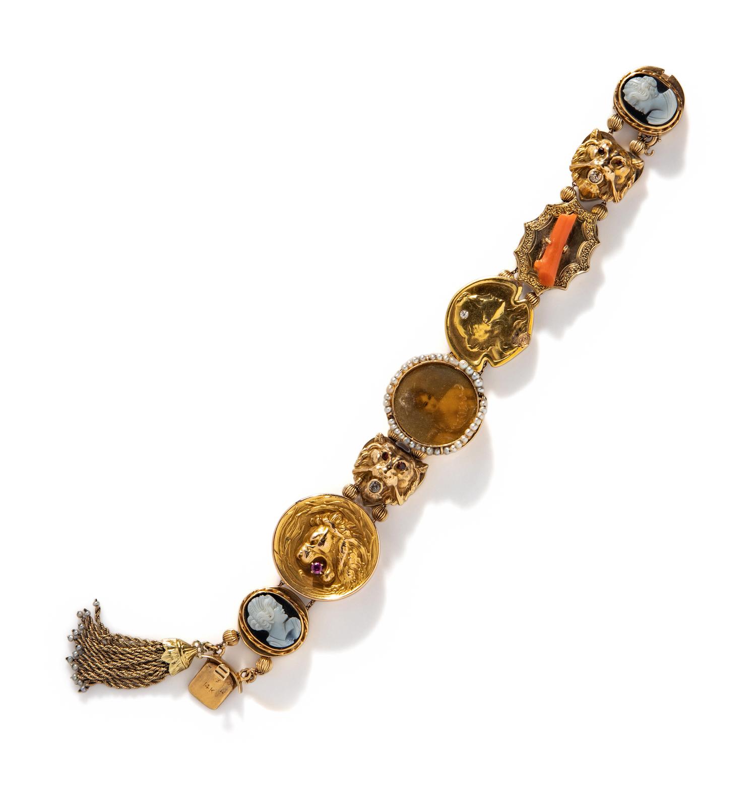 YELLOW GOLD SLIDE CHARM BRACELET