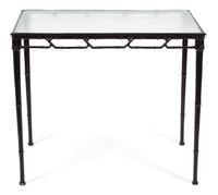 A Painted Aluminum Faux-Bamboo Breakfast Table and Four Chairs Height 29 1/2 x width 35 x depth 25 inches. — 20TH CENTURY