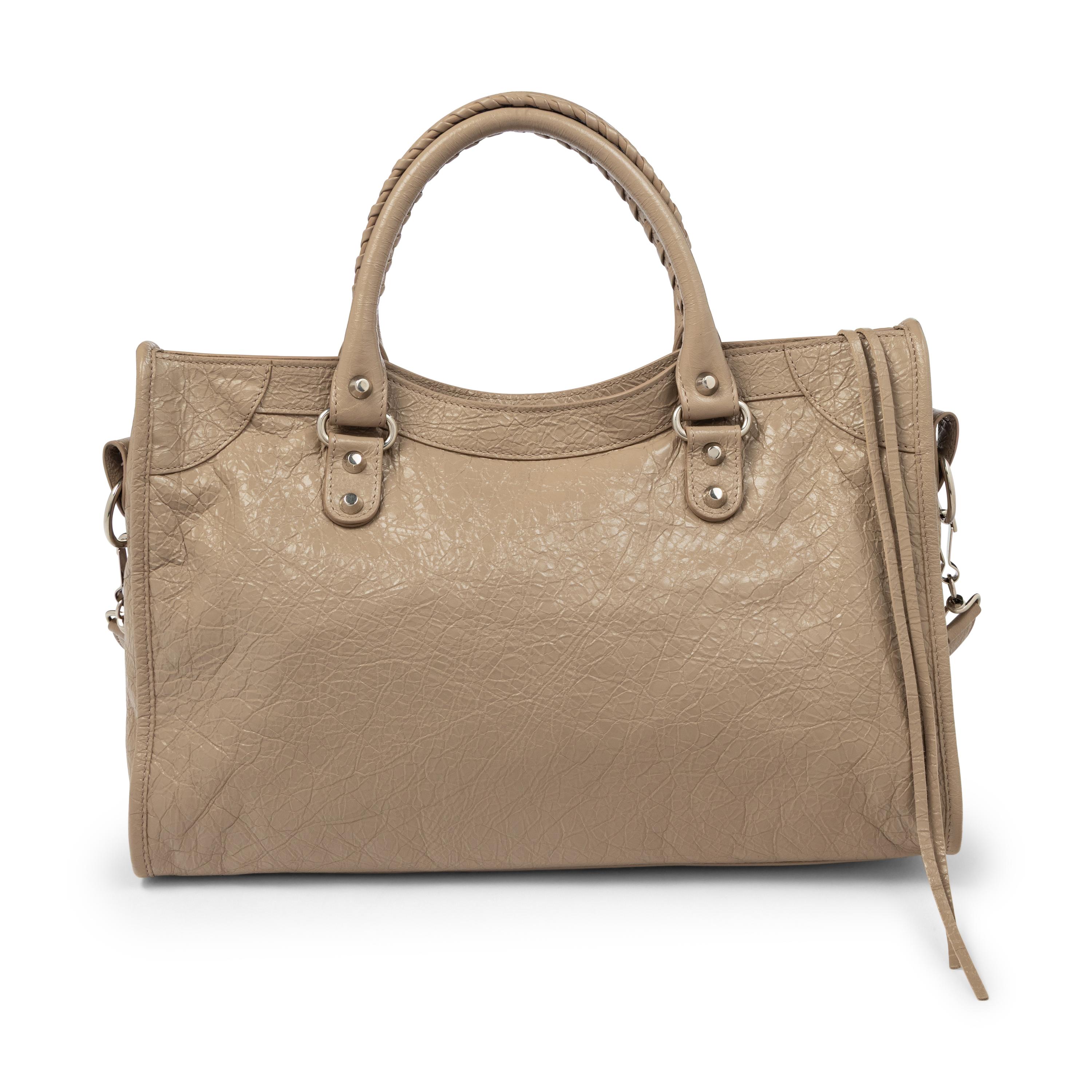 BALENCIAGA, TAUPE MEDIUM CITY BAG