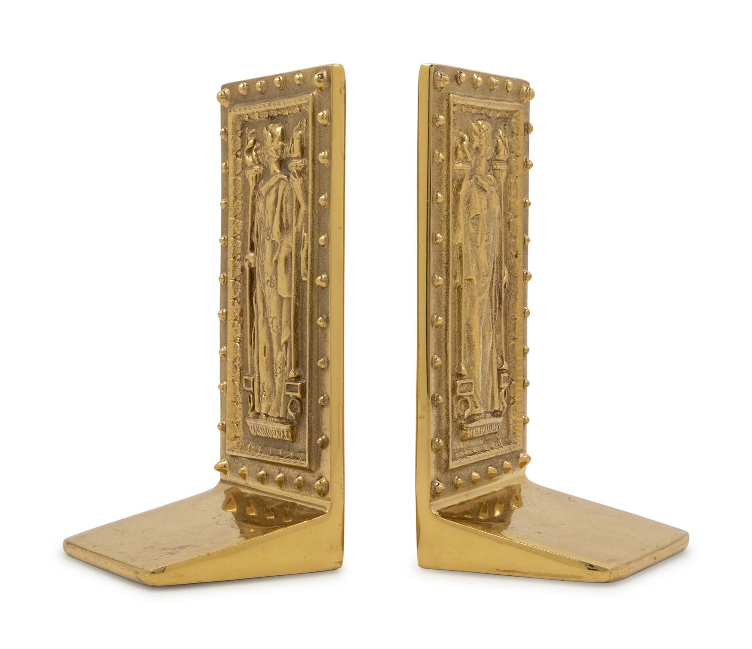 A Pair of Brass Library of Congress Bookends, Virginia Metalcrafters