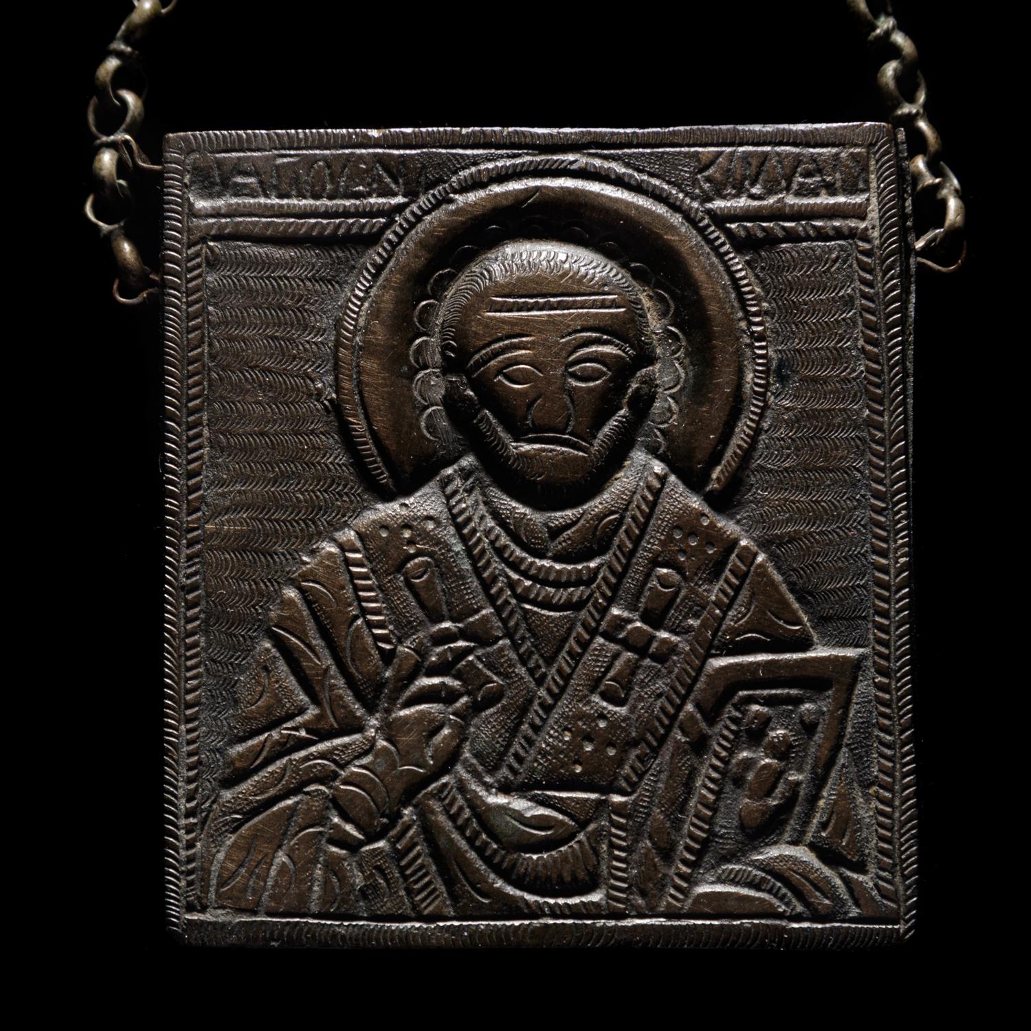 A Greek Orthodox Pilgrim's Scapular, with Icon of St. Nicholas