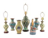 Seven Chinese Cloisonne Enamel Articles