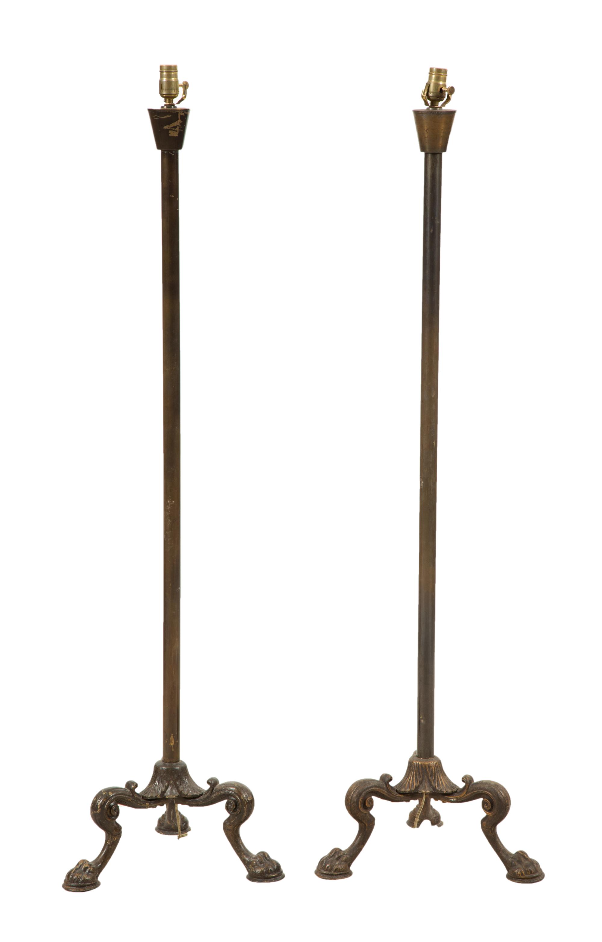 A Pair of Parcel Gilt Bronze Floor Lamps