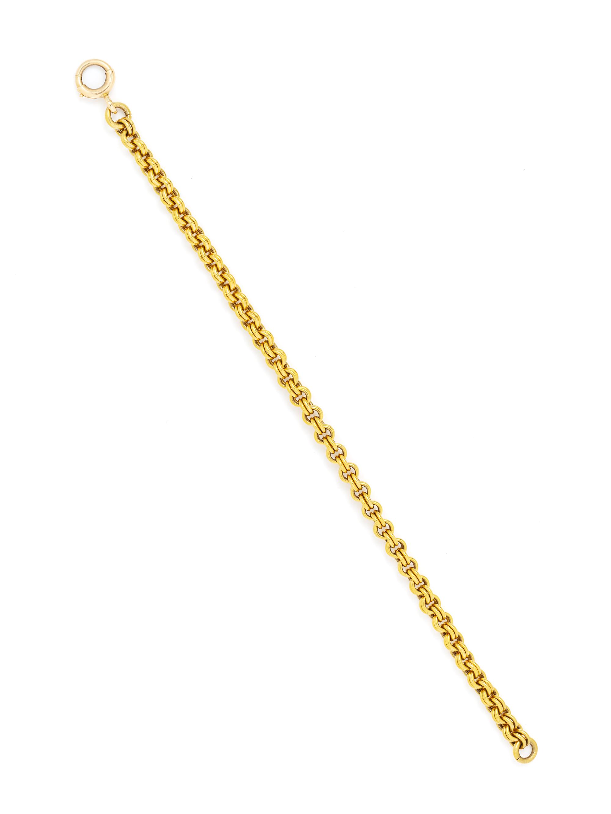 YELLOW GOLD DOUBLE LINK CABLE CHAIN BRACELET
