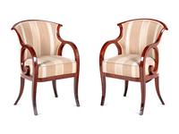A Pair of Biedermeier Mahogany Armchairs