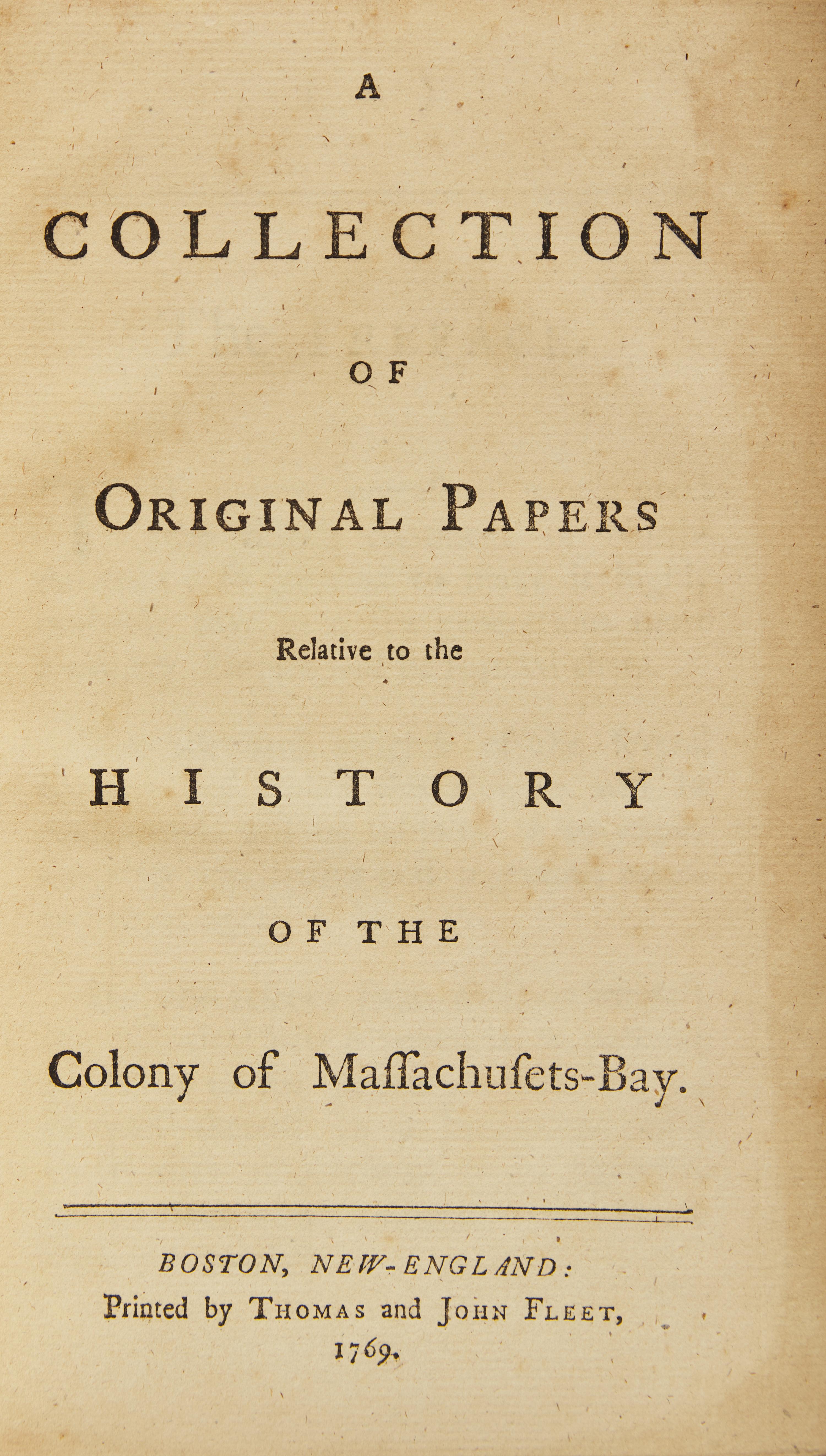 Hutchinson, Thomas. The History of the Colony of Massachusets-Bay...