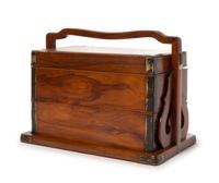 A Chinese Huanghuali Two-Tier Picnic Box and Cover, Tihe Height 8 1/2 x width 11 x depth 6 inches. — QING DYNASTY (1644-1911)