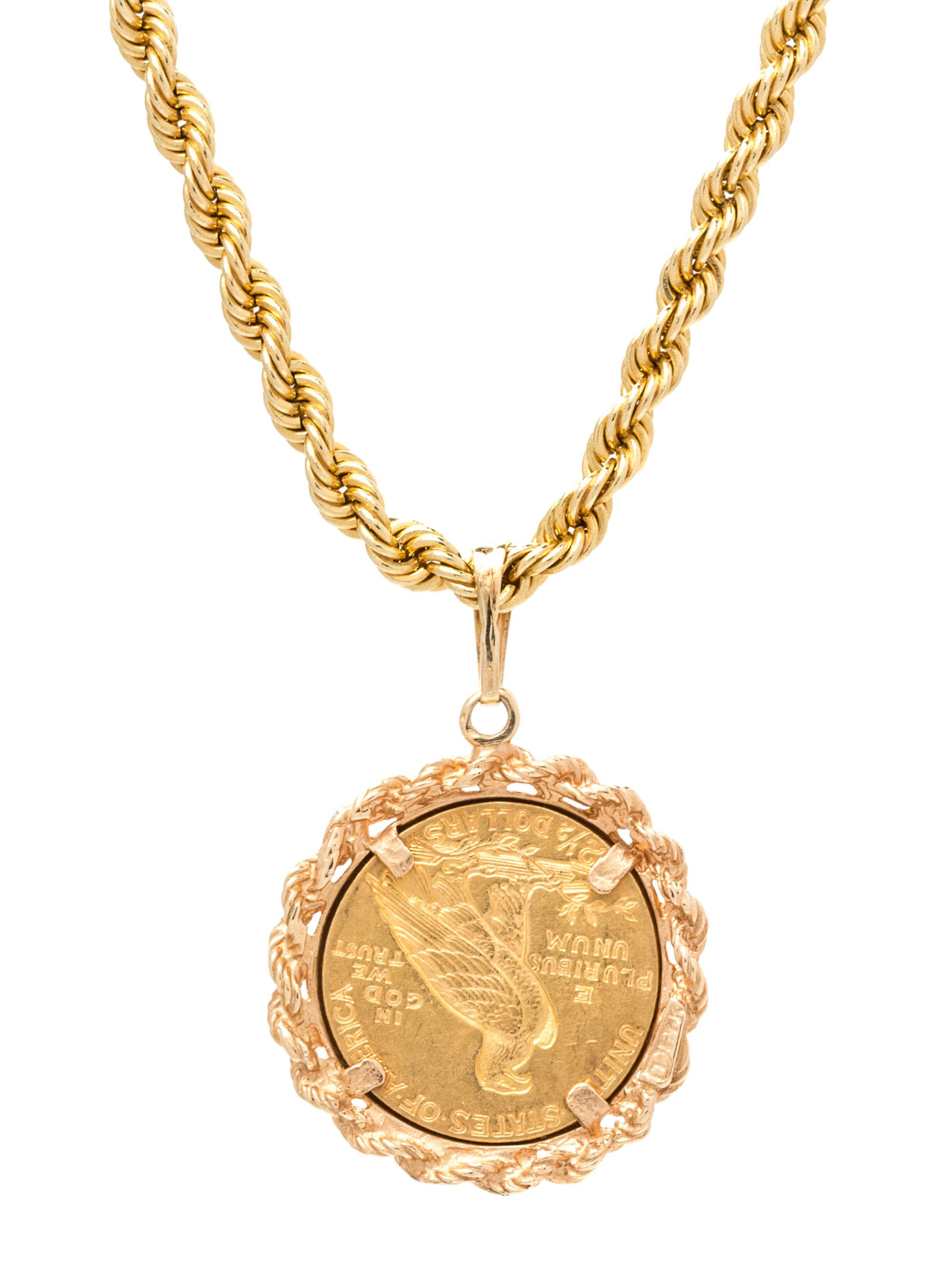 A 14 Karat Yellow Gold and US $2 1/2 1929 Indian Head Coin Pendant, 14.90 dwts.