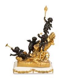 A Raingo Frères Monumental Gilt Bronze Chariot Clock