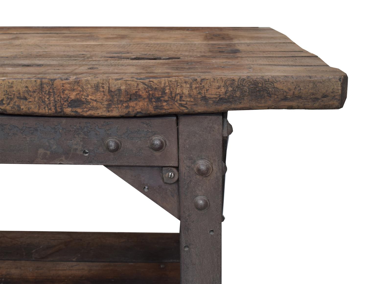 An Industrial Wood and Steel Table 95" W x 30.5" D x 33" H — United States, Early 20th Century