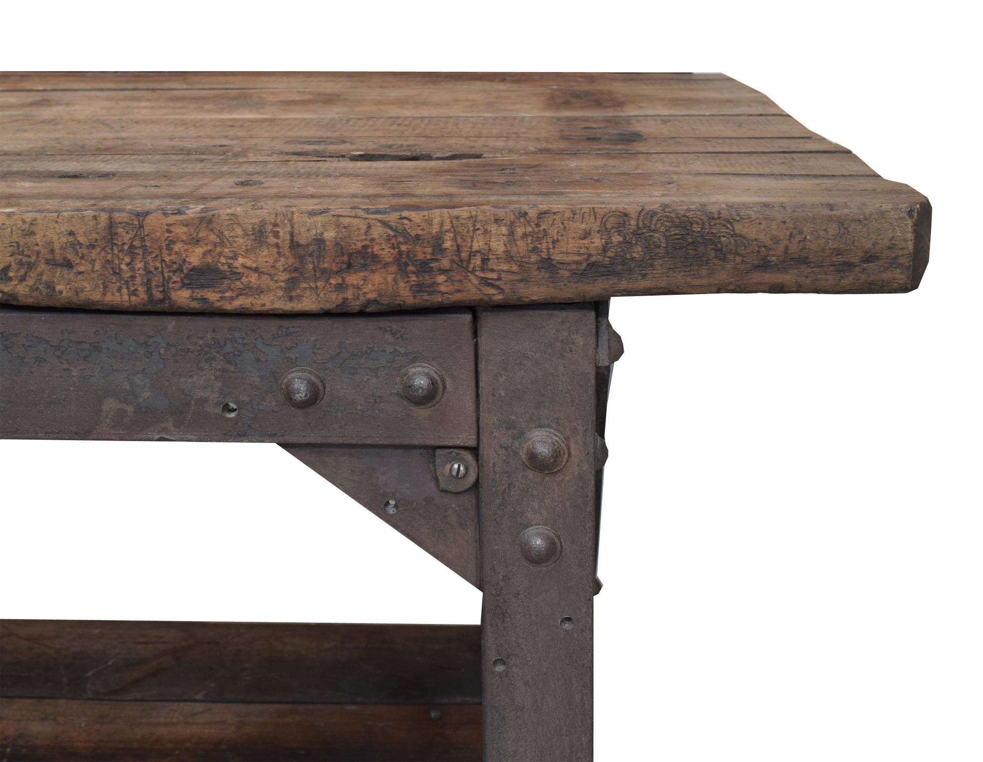 An Industrial Wood and Steel Table 95" W x 30.5" D x 33" H — United States, Early 20th Century