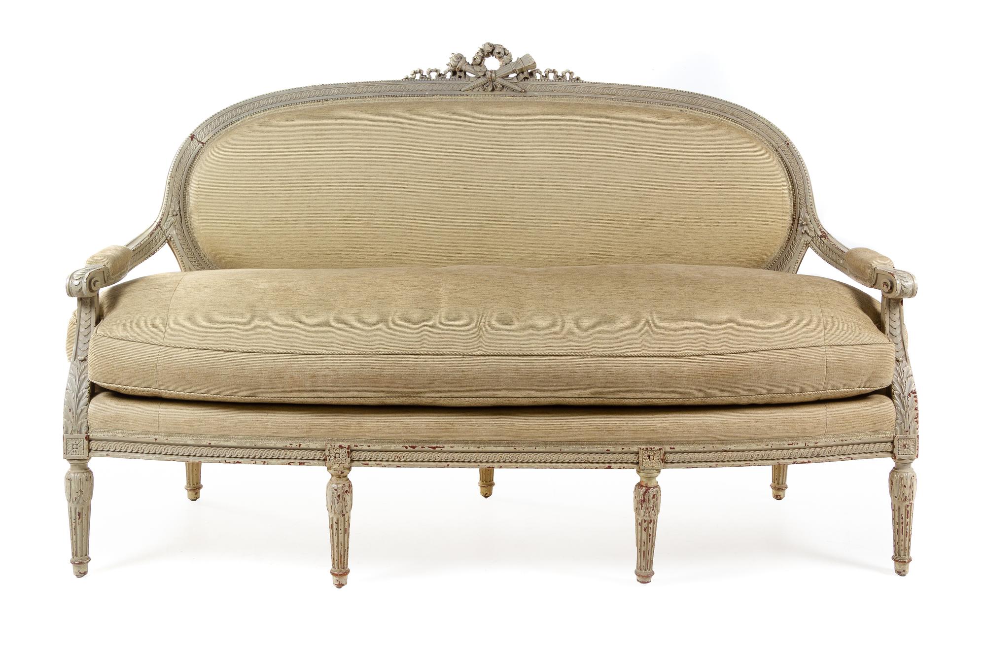 A Louis XVI Painted Sofa Height 44 1/2 x width 72 inches. — CIRCA 1800