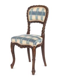A Pair of French Faux Bois-Carved Side Chairs