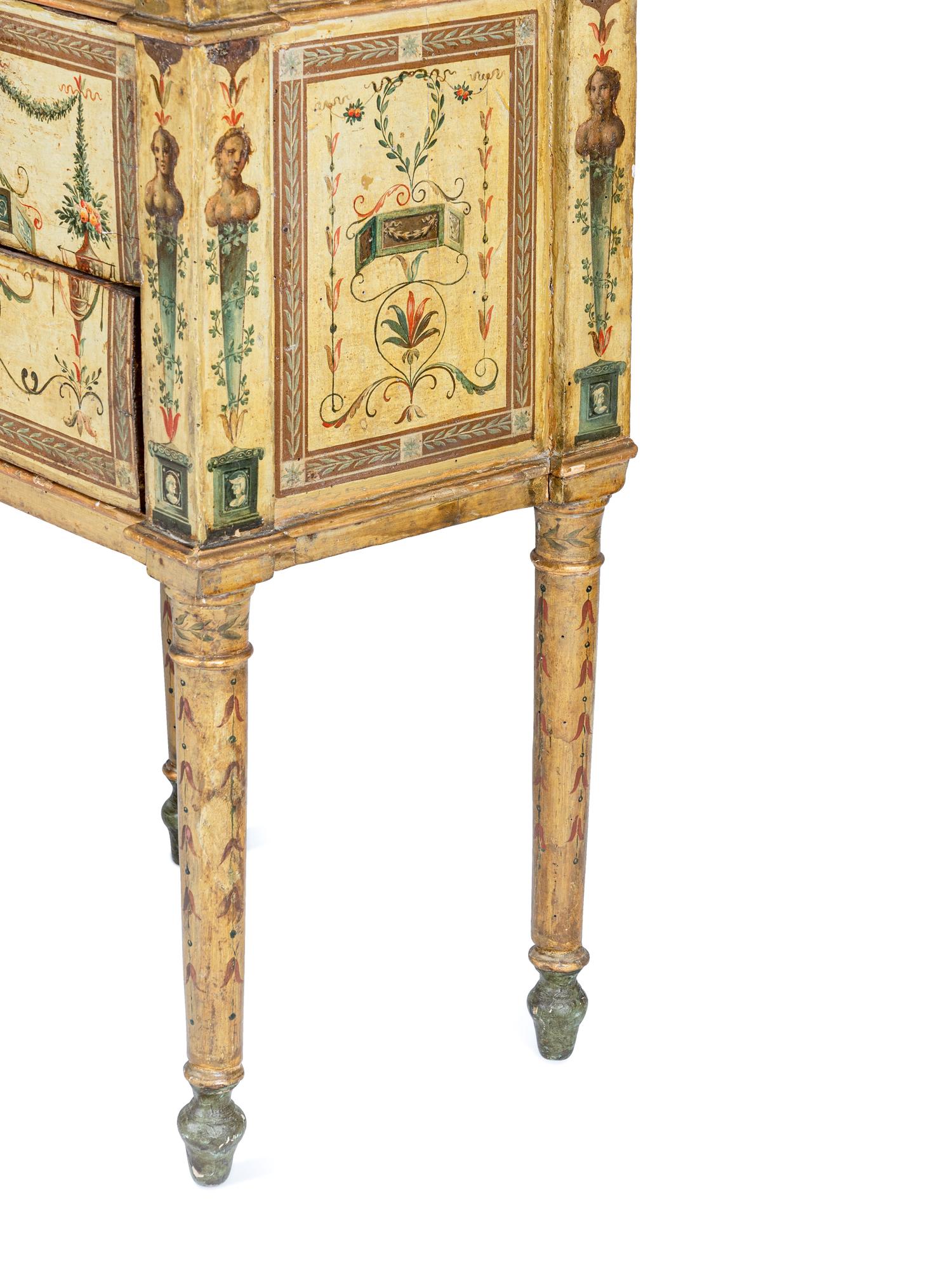 A Pair of North Italian Neoclassical Painted Commodini