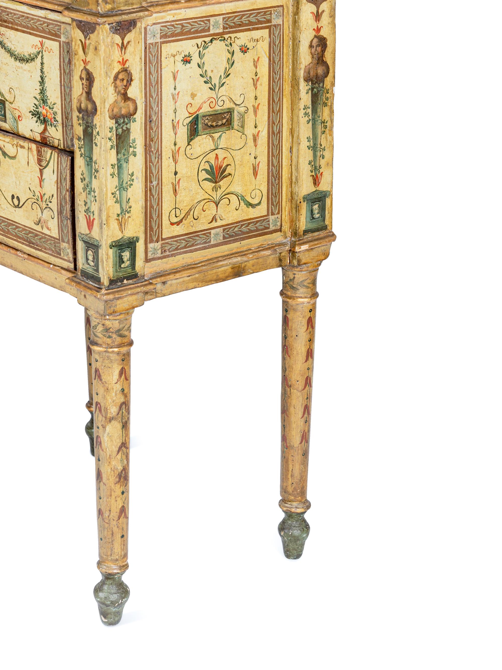 A Pair of North Italian Neoclassical Painted Commodini