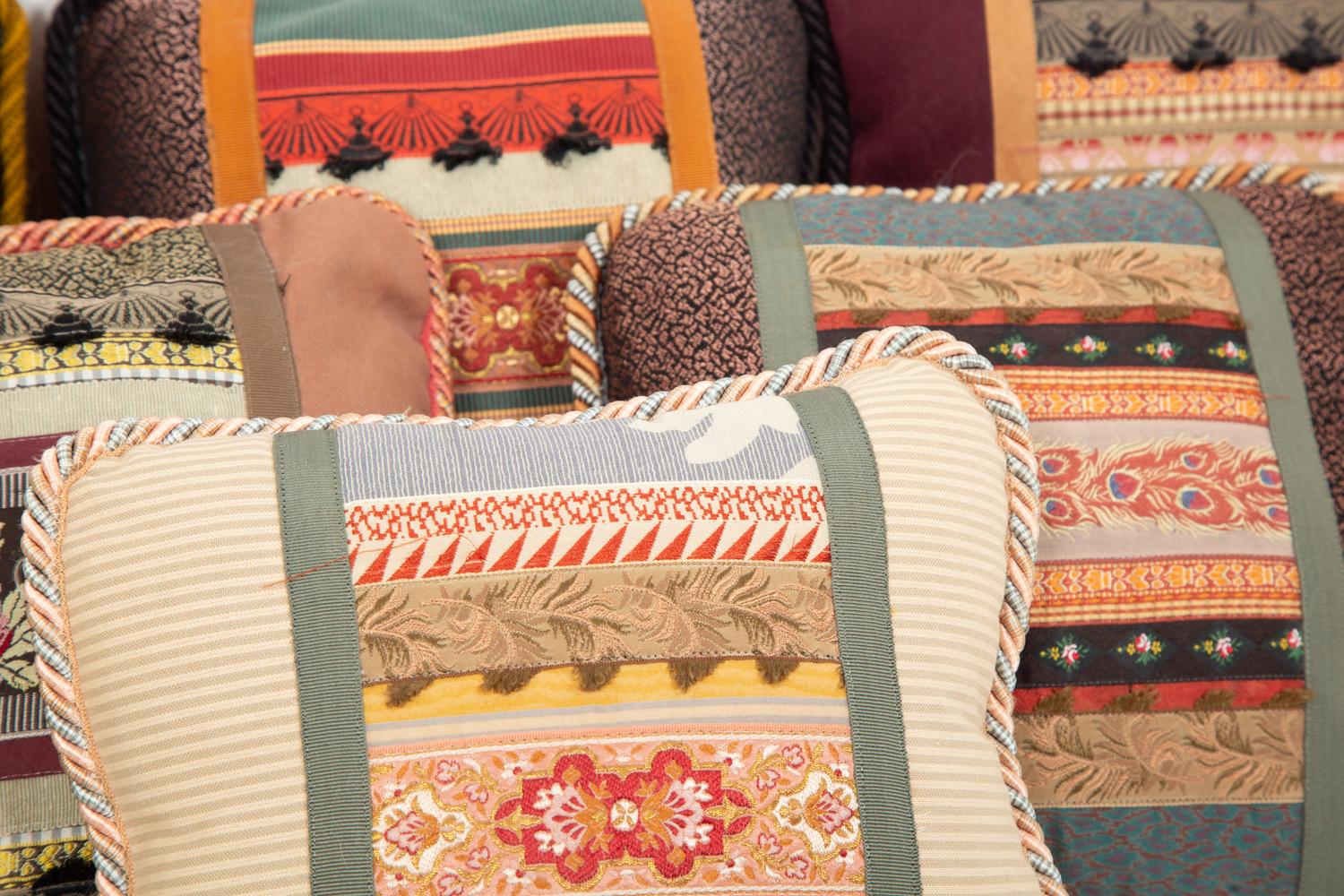 Nine French Patchwork Pillows