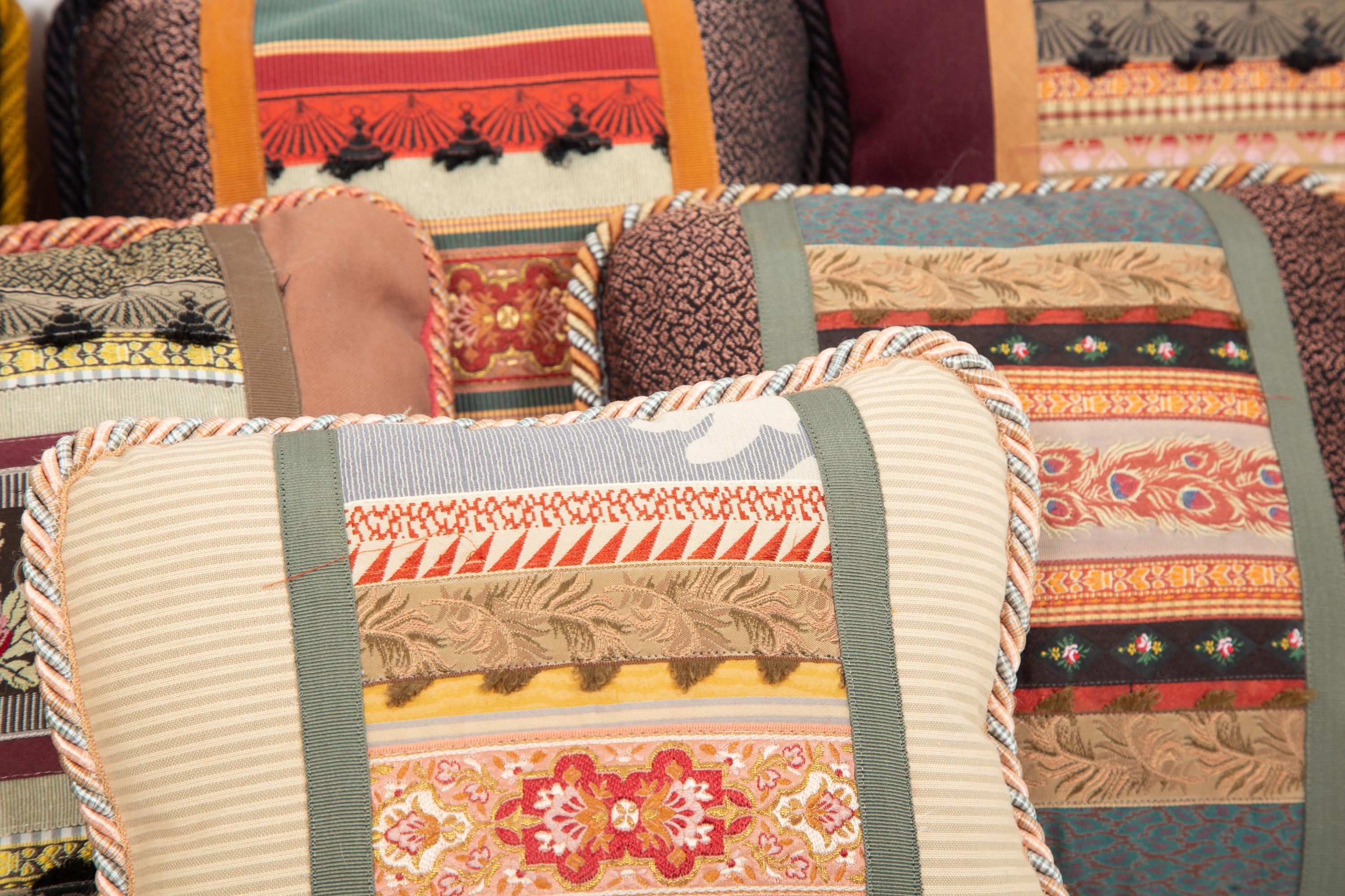 Nine French Patchwork Pillows
