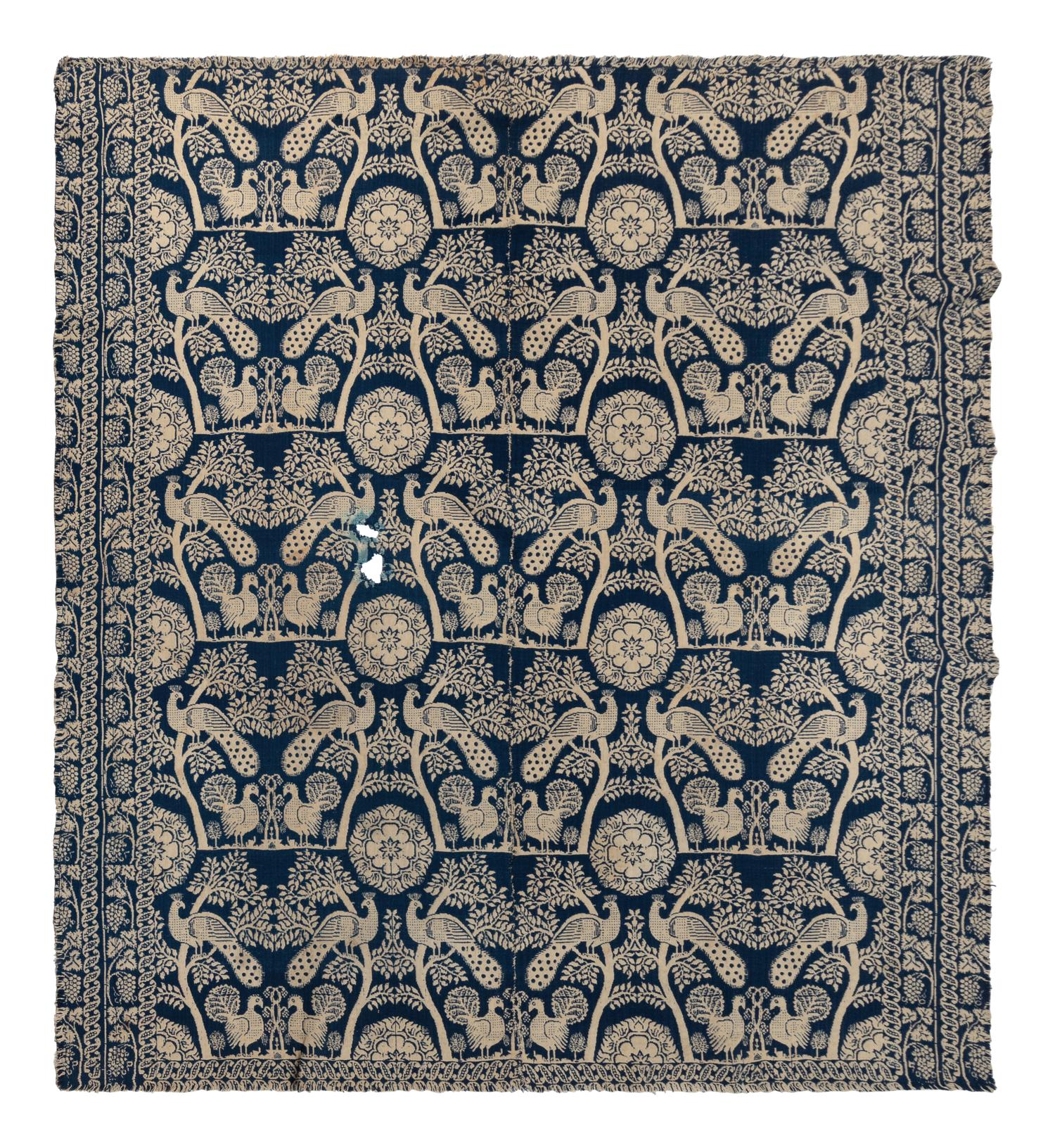 Two Cotton and Wool Jacquard Coverlets