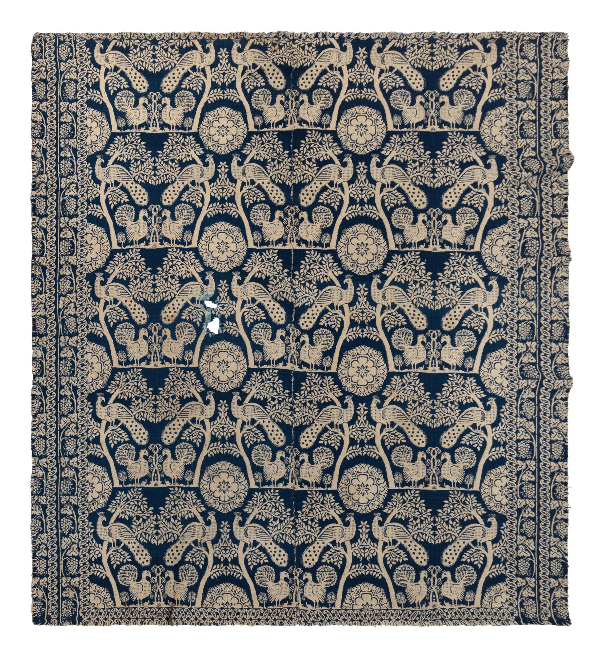 Two Cotton and Wool Jacquard Coverlets