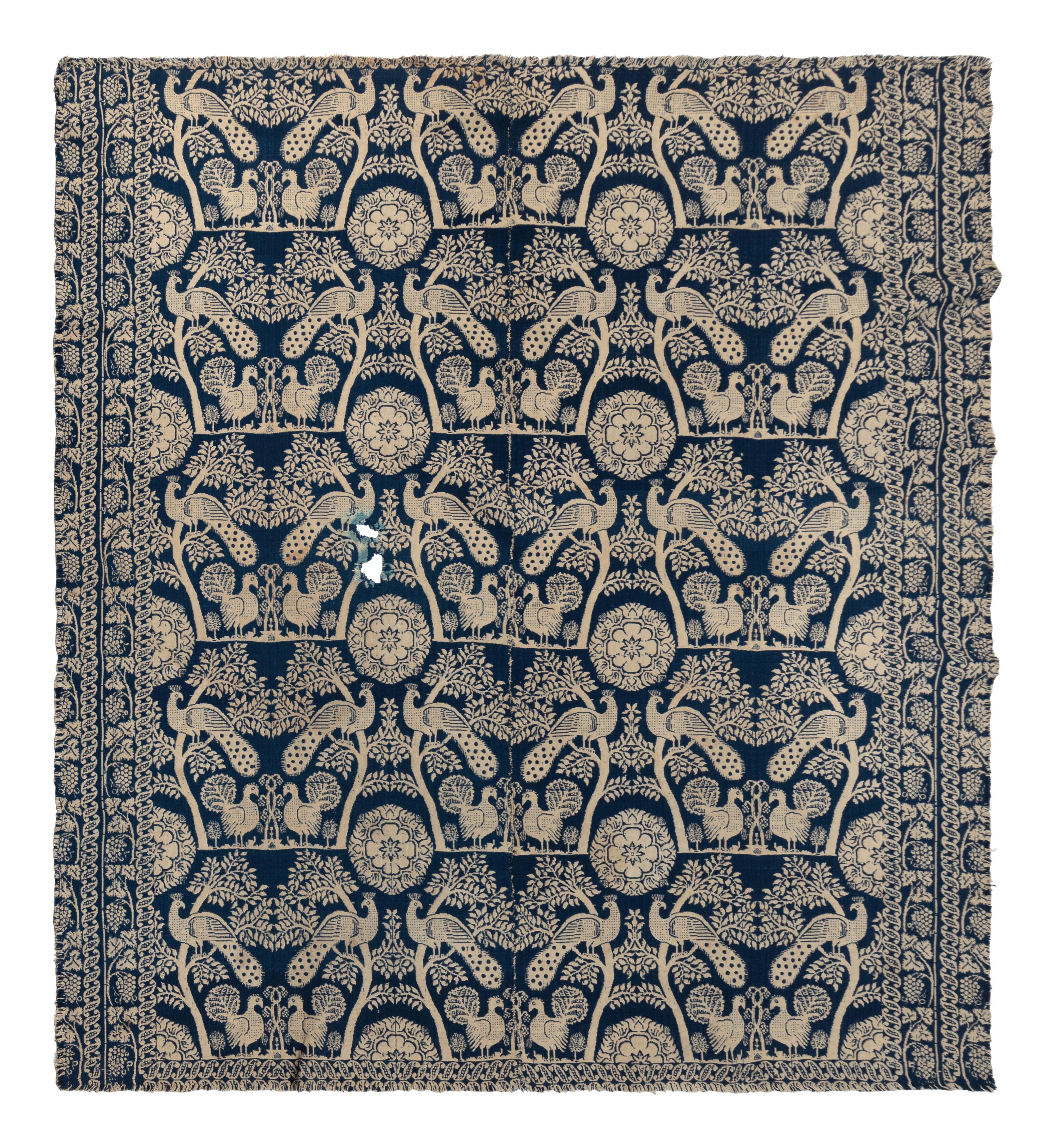 Two Cotton and Wool Jacquard Coverlets
