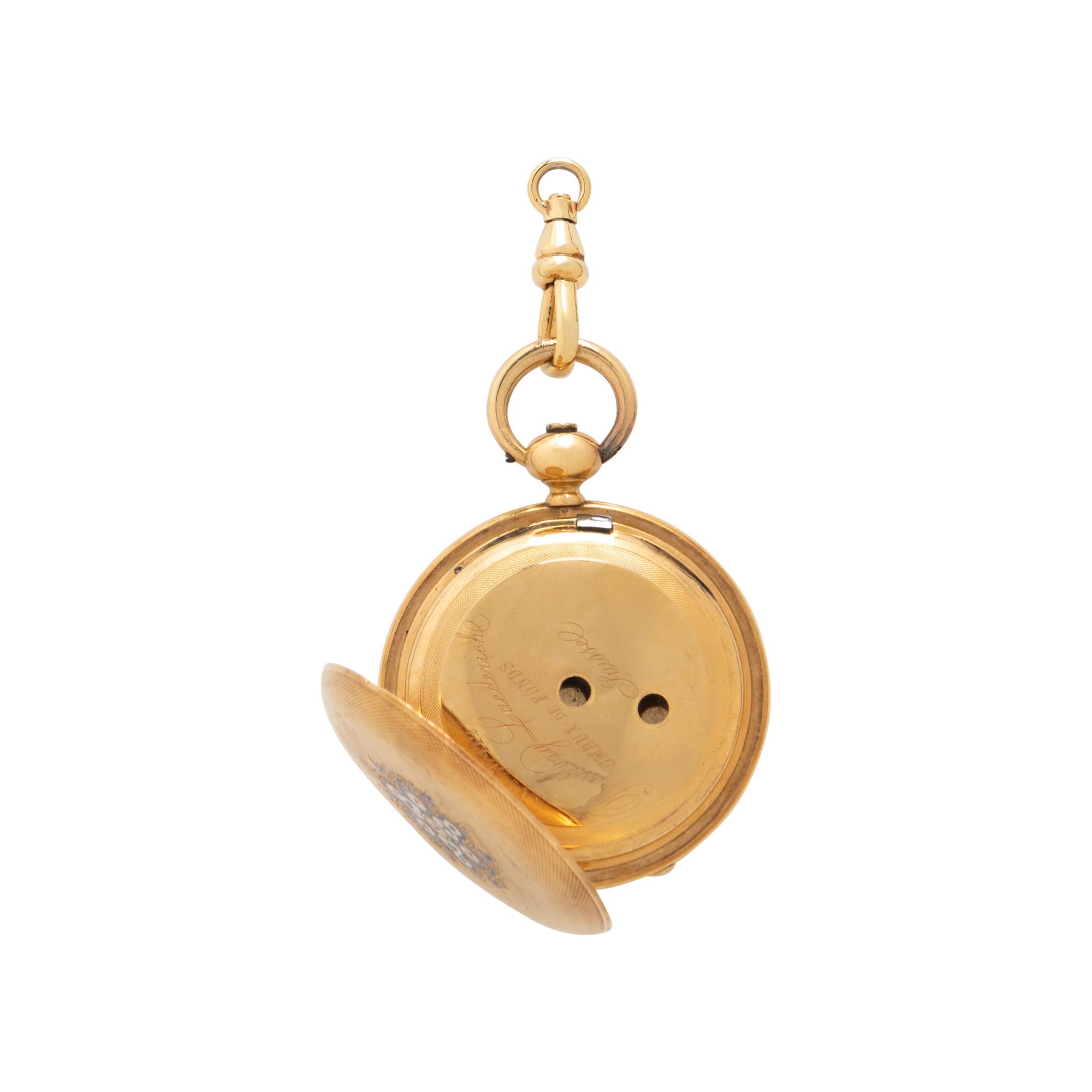 YELLOW GOLD AND ENAMEL POCKET WATCH CASE