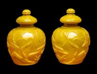 Five Chinese Yellow Peking Glass Wares