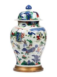 A Pair of Large Wucai Porcelain Jars