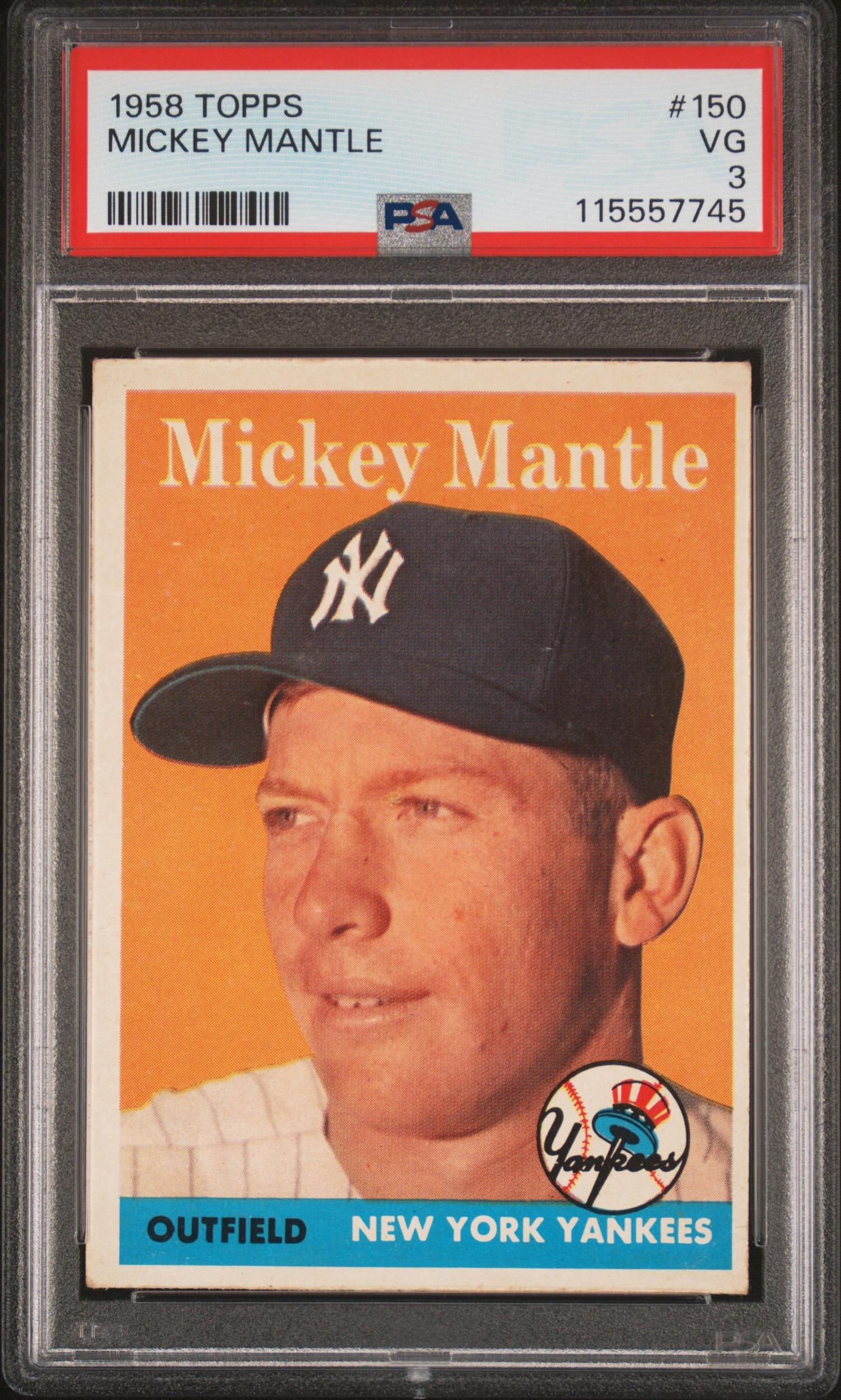 A 1958 Topps Mickey Mantle Baseball Card No. 150 (PSA 3 VG) from The Collection of David Eisenhower
