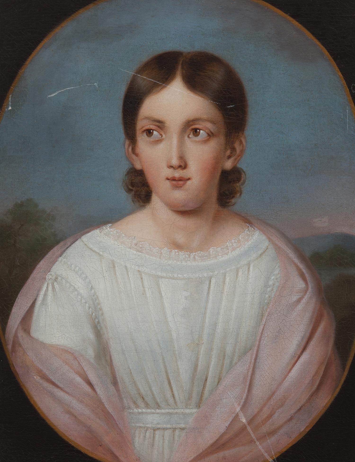 American School 19th Century, A Pair of Portraits: A Boy and Girl