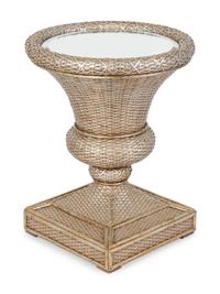 A Neoclassical Style Silvered Rattan and Glass Center Table — 20TH CENTURY