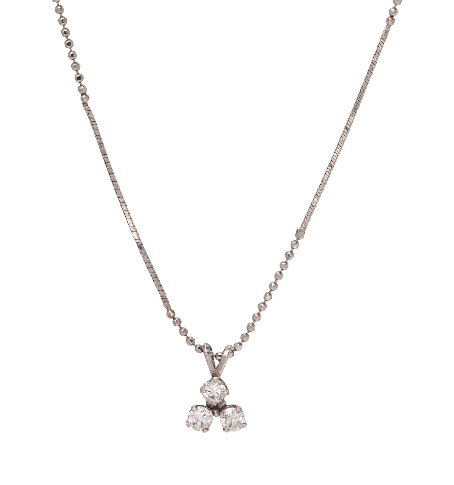 A White Gold and Diamond Pendant/Necklace,