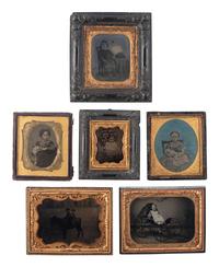 [EARLY PHOTOGRAPHY]. A group of 7 ambrotypes and tintypes of children, many posed with animals or objects, incl. children on horseback.