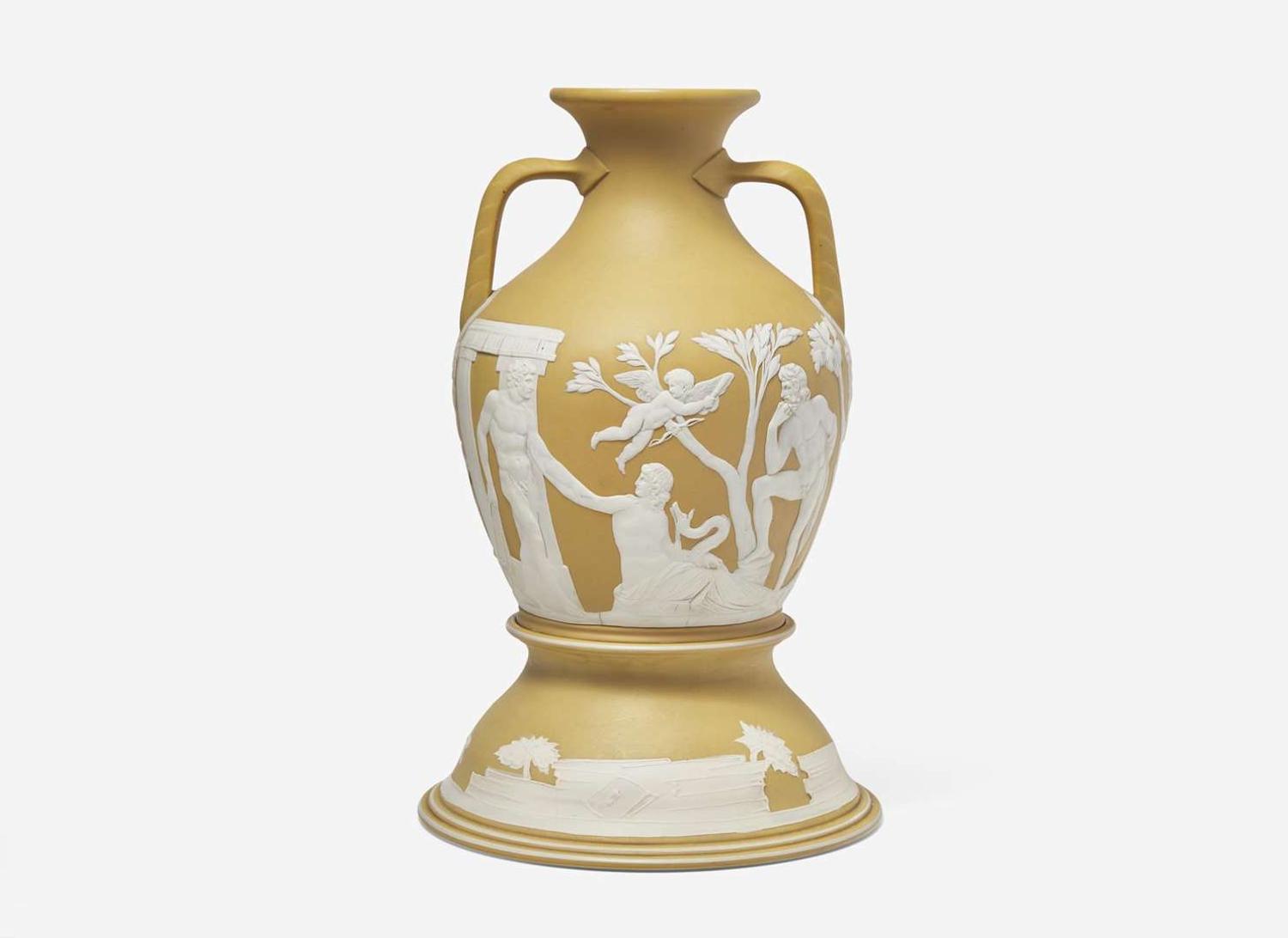 A Wedgwood Yellow Dip Jasperware Portland Vase, UK, late 19th century