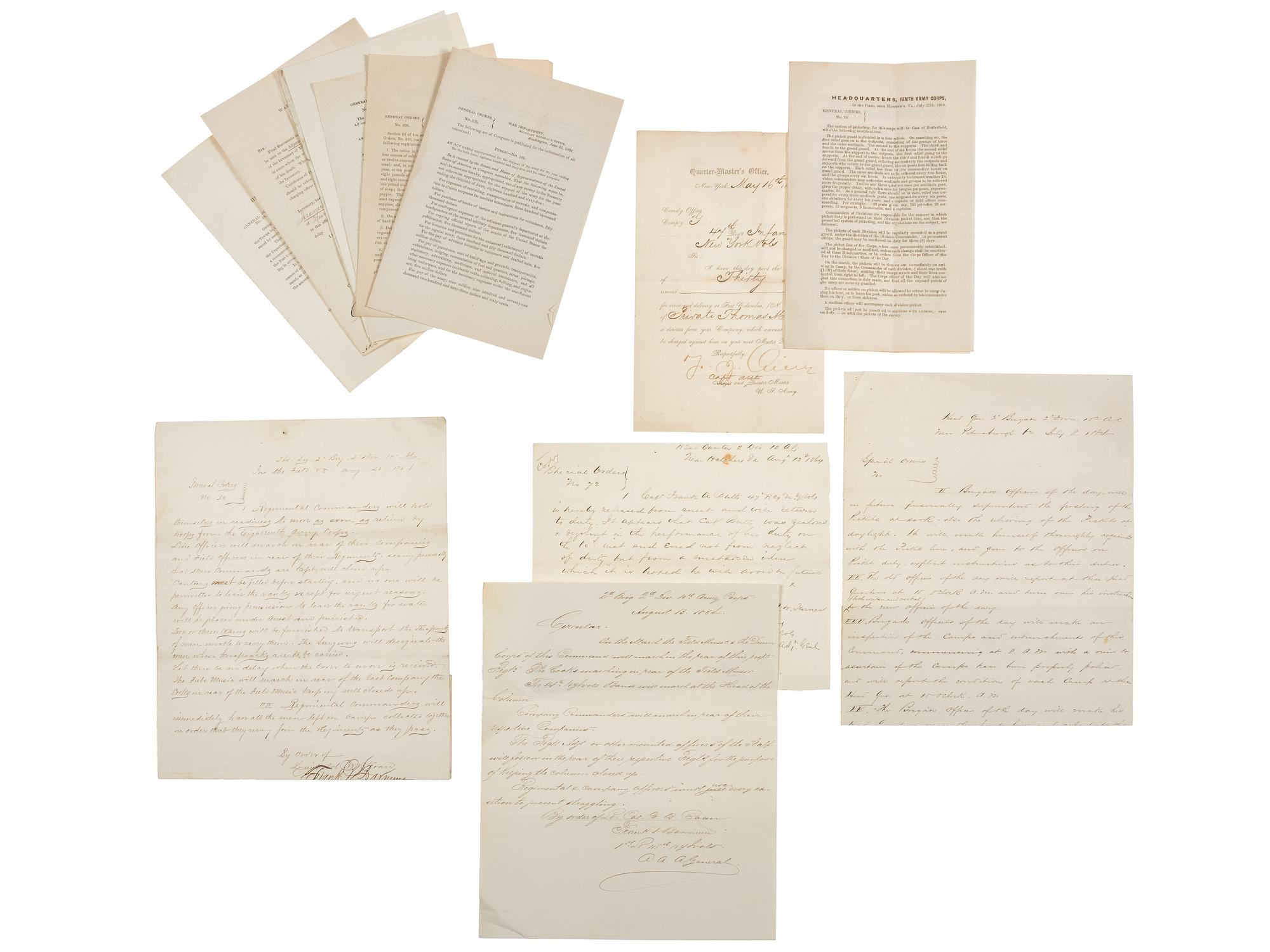 [CIVIL WAR]. Archive associated with the 47th New York Volunteers, the "Washington Grays," including content related to the Battle of Cold Harbor and the Army of the James.