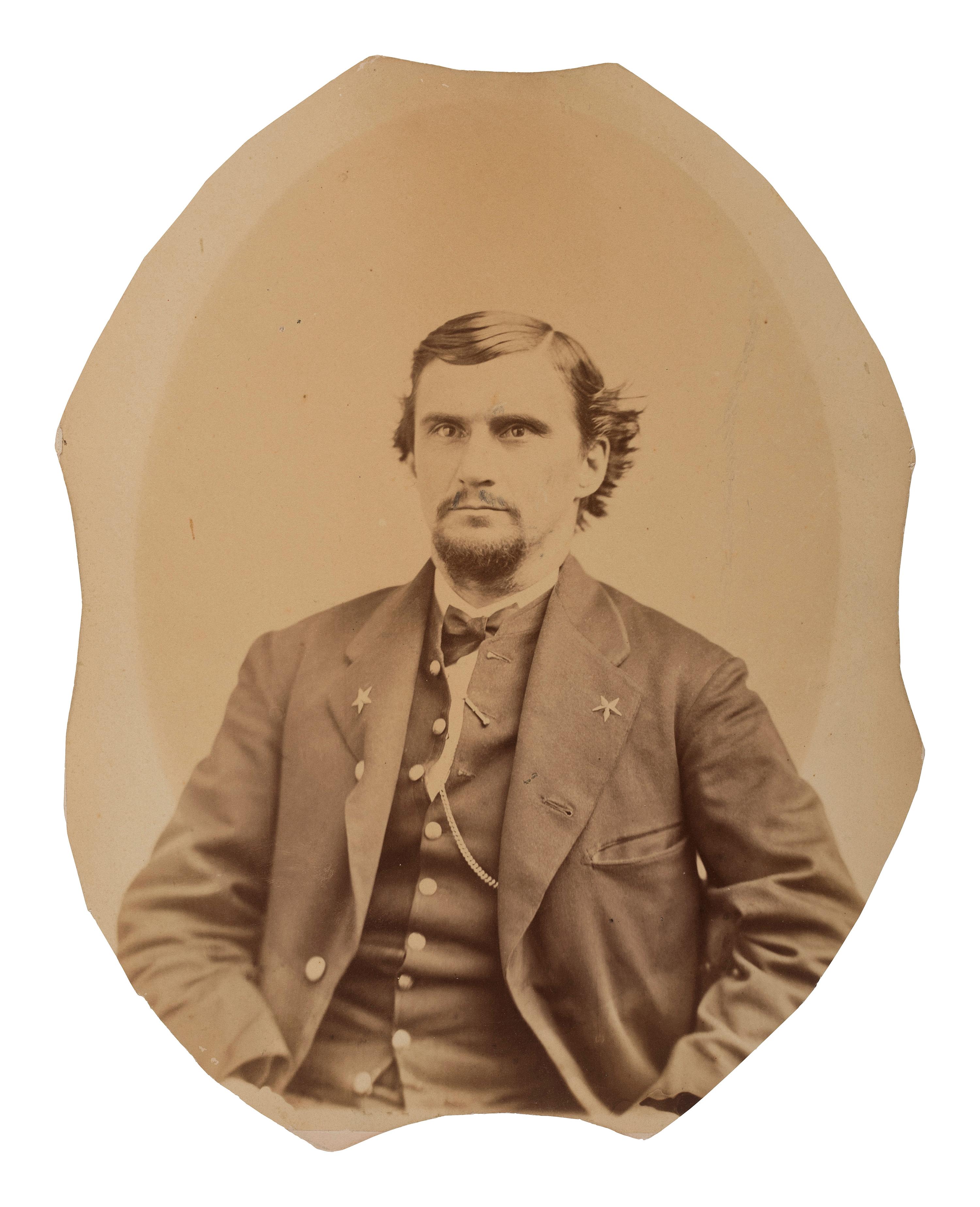 [CIVIL WAR]. Albumen photograph of possible member of the 1st New York Cavalry.