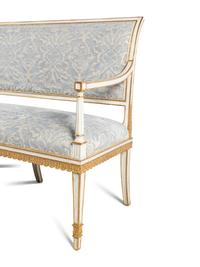 A Neoclassical Style Painted and Parcel Gilt Settee