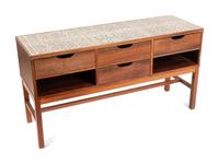 A Danish Tile Inset Teak Cabinet by Haslev Mobelsnedkeri