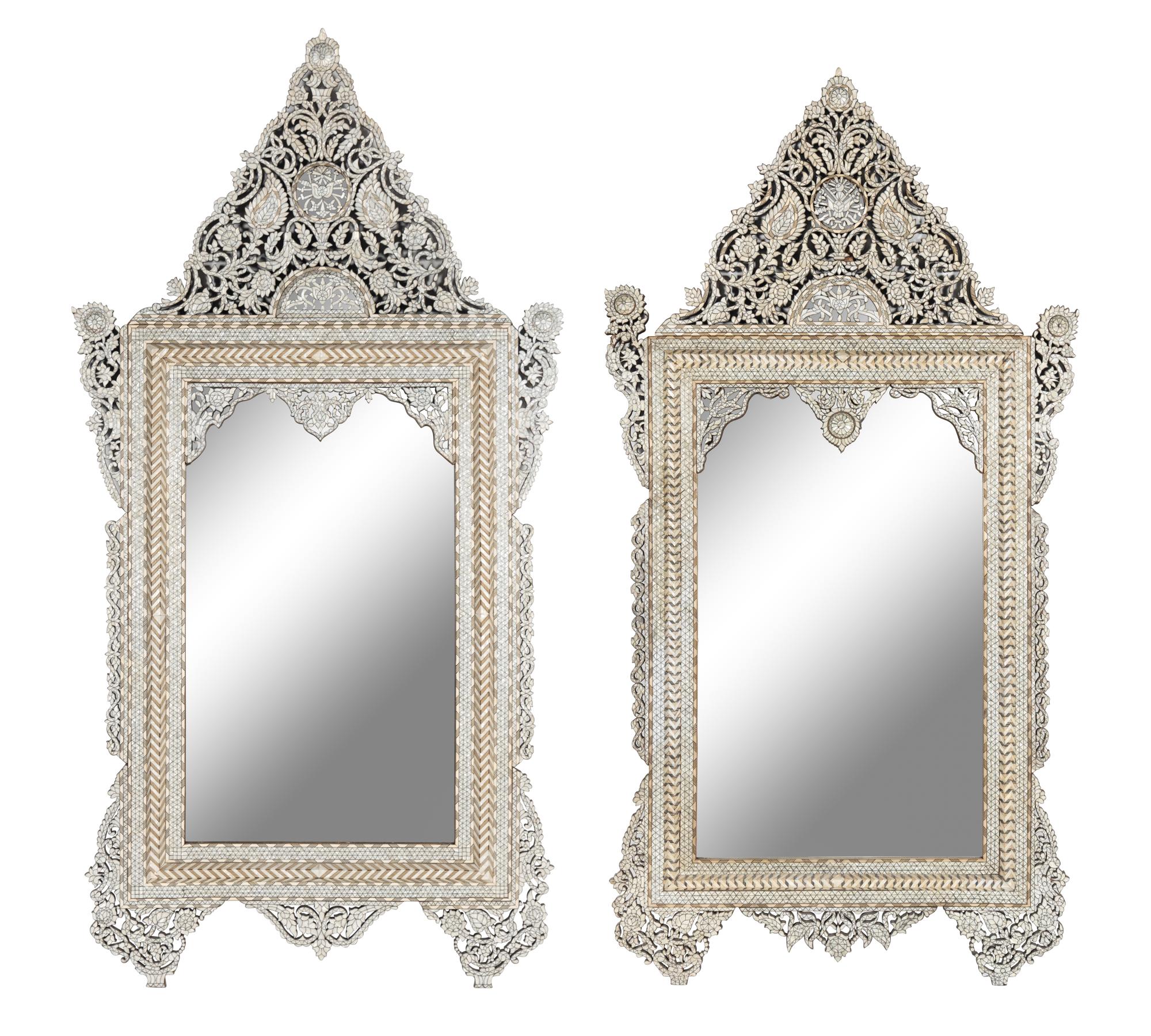 Two Large Levantine Mother-of-Pearl Inlaid Mirrors