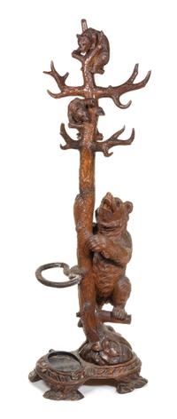 A Black Forest Carved Wood Hall Tree Height 82 3/4 inches. — EARLY 20TH CENTURY