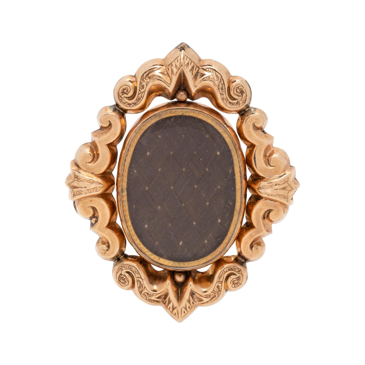 VICTORIAN, YELLOW GOLD MOURNING BROOCH