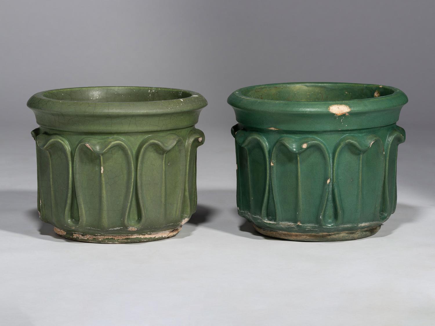 Two Matte Glazed Architectural Jardinières, 1905