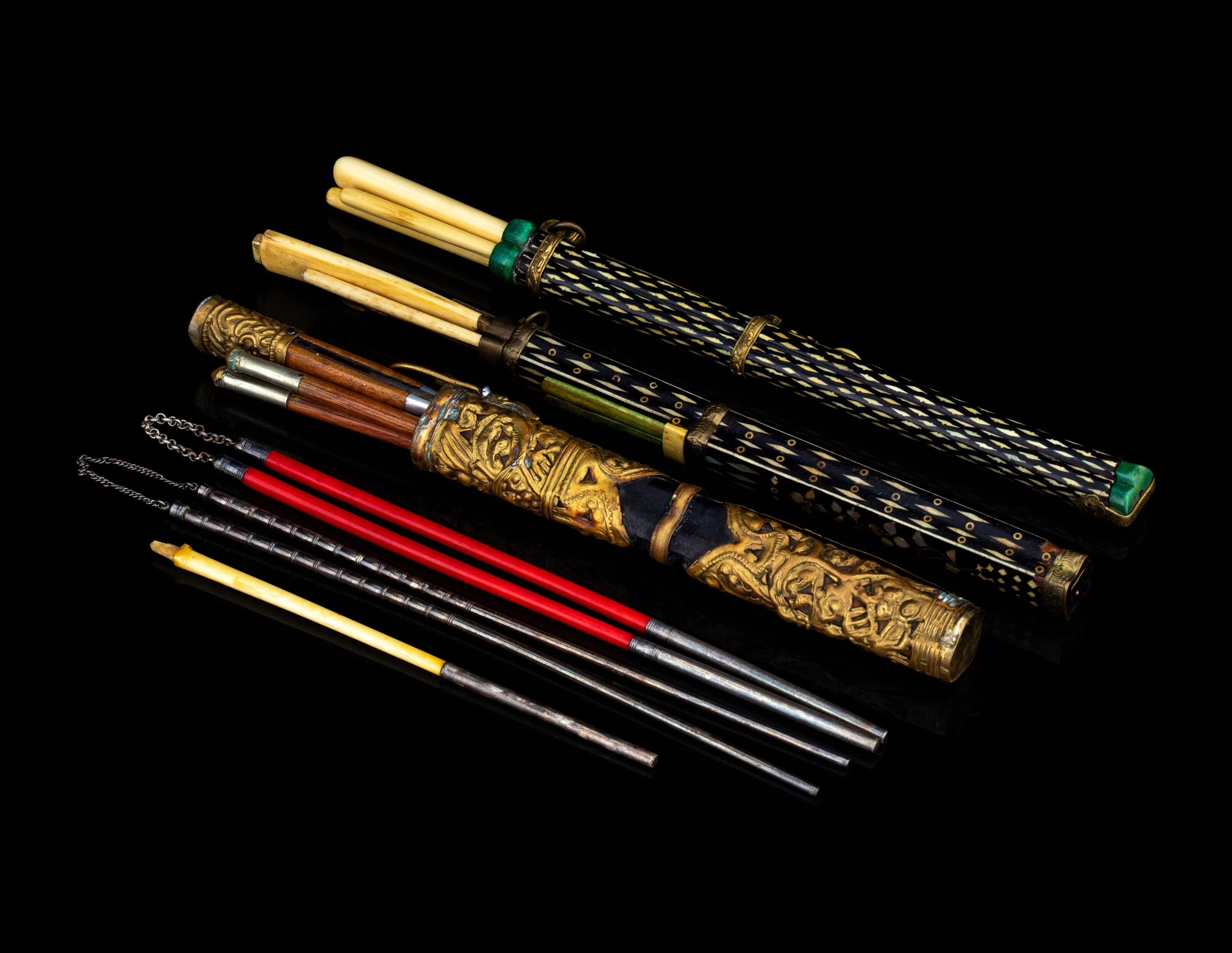Three Chinese Knife and Chopsticks Sets