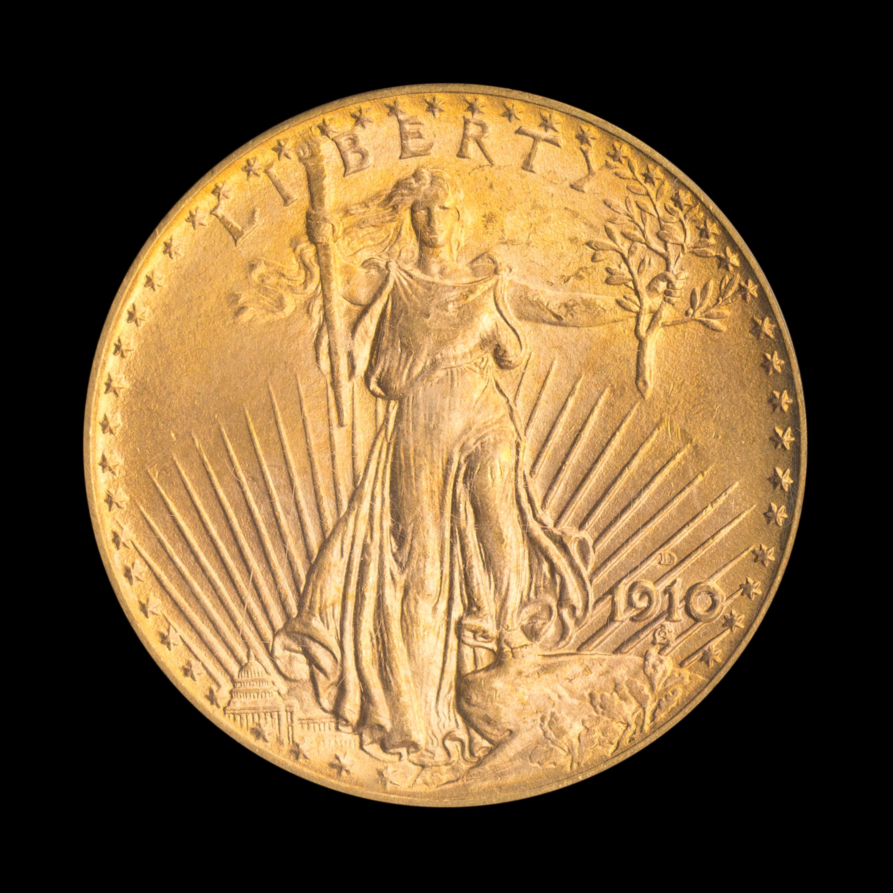A United States 1910-D St. Gaudens $20 Gold Coin