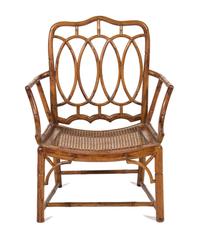 A Chippendale Style Bamboo Armchair Height 33 1/2 inches. — 20TH CENTURY