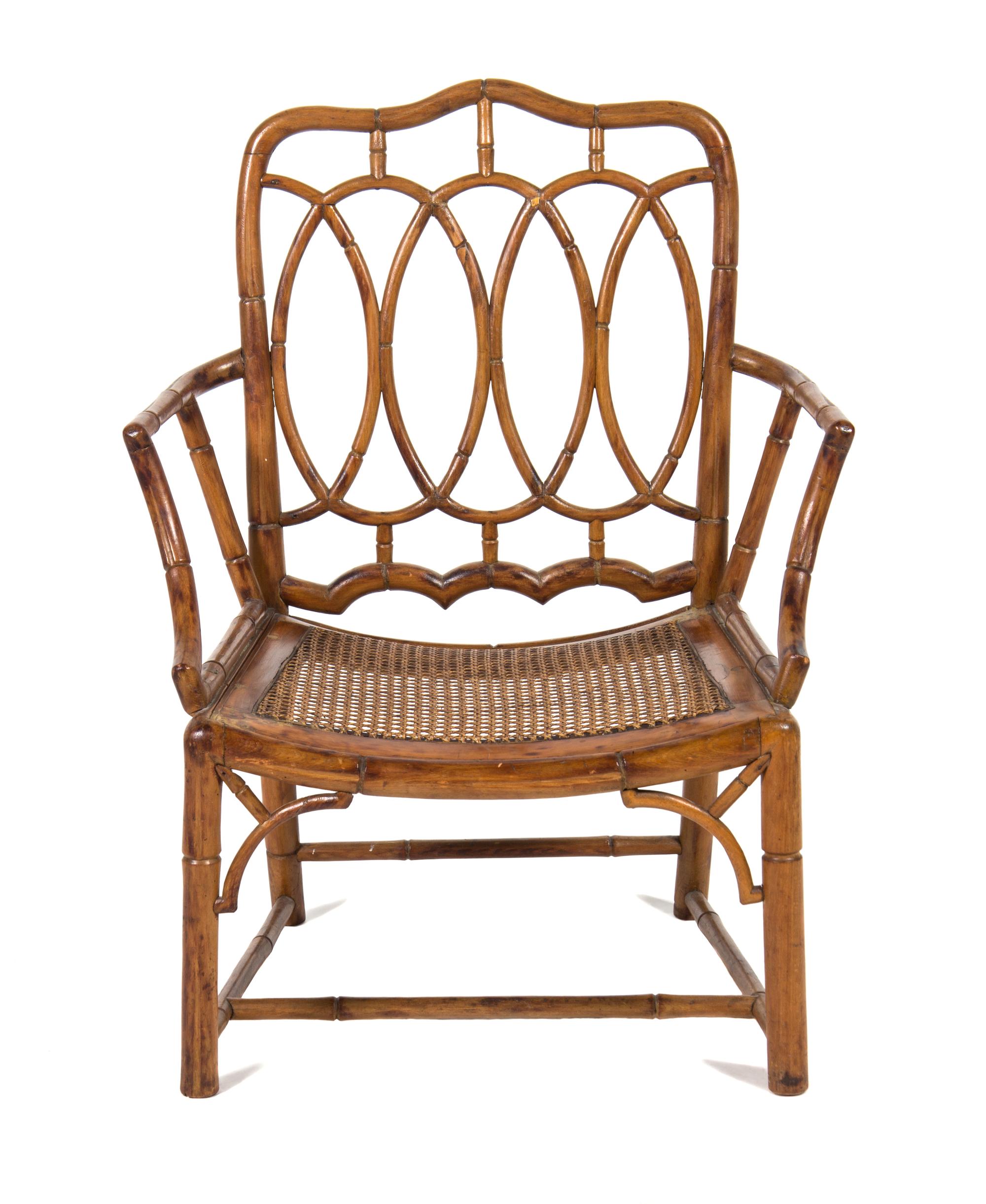 A Chippendale Style Bamboo Armchair Height 33 1/2 inches. — 20TH CENTURY